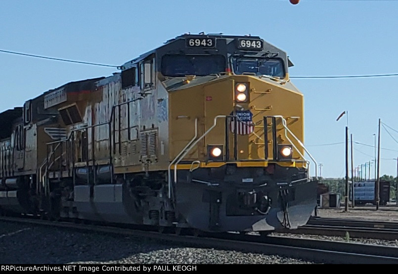 UP 6943 Rolls into The UP Ogden Yard Leading A Westbound Double Stack For A Crew Change on the West End of The Ogden Yard